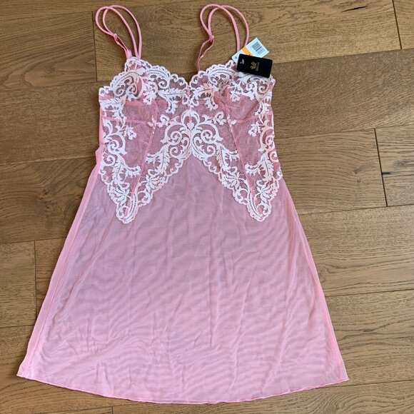 Women's Wacoal Instant Icon Chemise Nightie Lingerie Lace Sheer Pink Size S - Picture 5 of 7